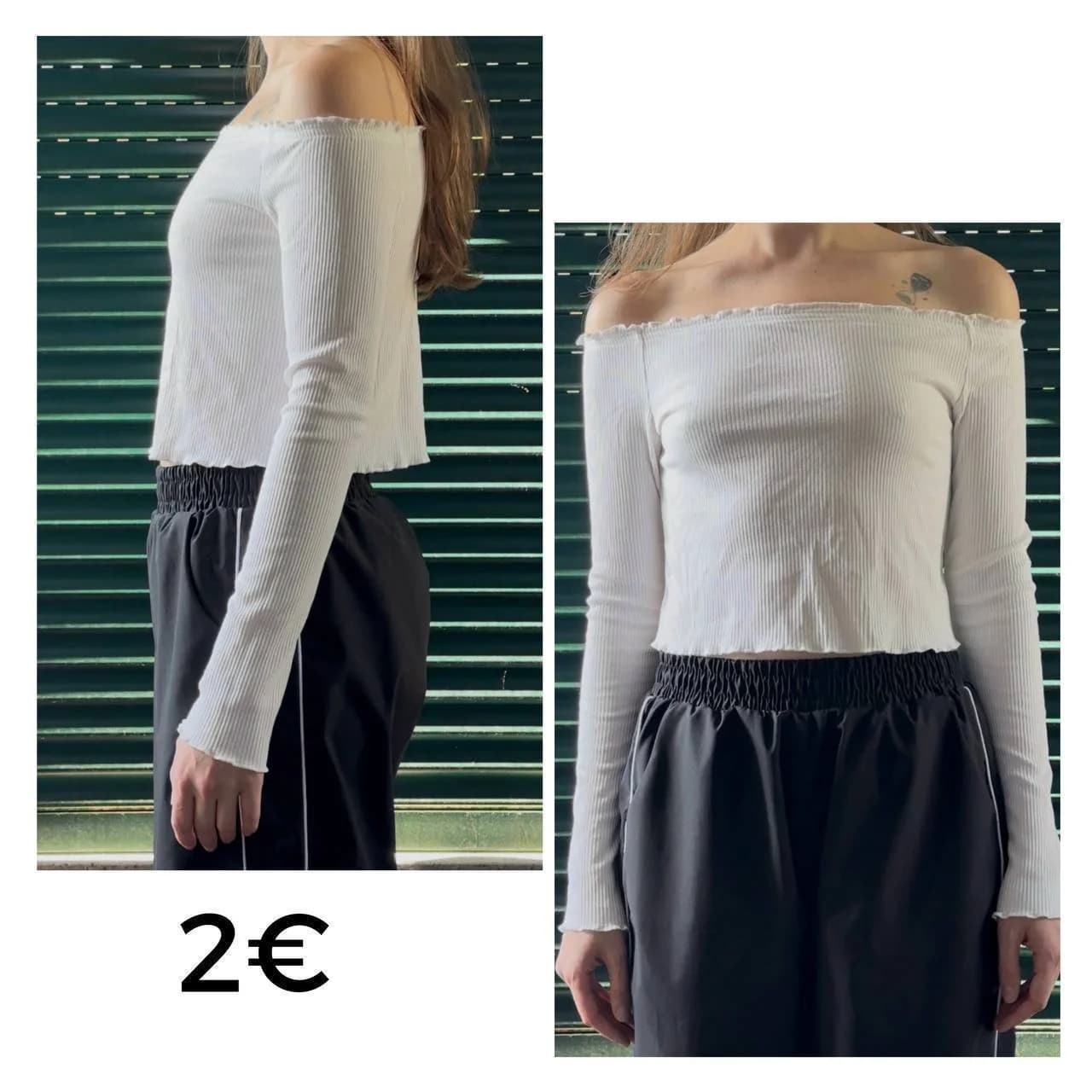 Топ H&M белый с открытыми плечами - 1